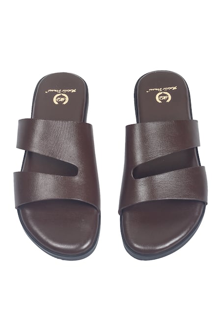 Domani Brown Leather Azura Slippers 