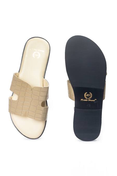 Shop_Domani_Beige Hades Designer Leather Slippers _Online_at_Aza_Fashions