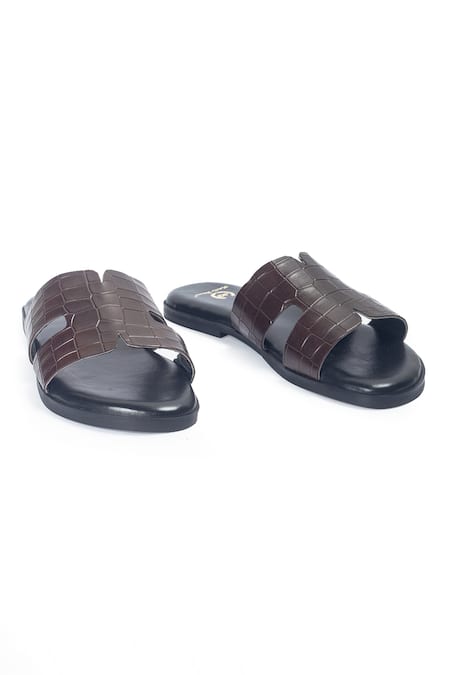 Domani Hades Designer Brown Leather Slippers