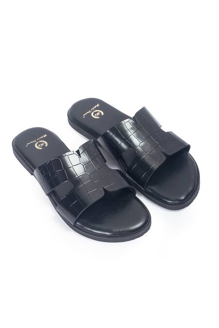 Buy_Domani_Black Hades Designer Slippers _Online_at_Aza_Fashions