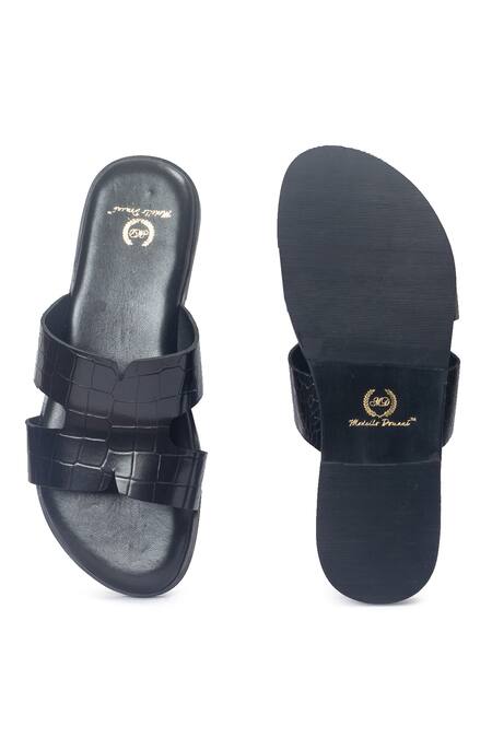Shop_Domani_Black Hades Designer Slippers _Online_at_Aza_Fashions