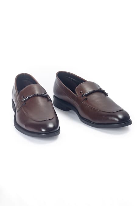 Domani Brown Italian Cut Knot Buckle Slipons