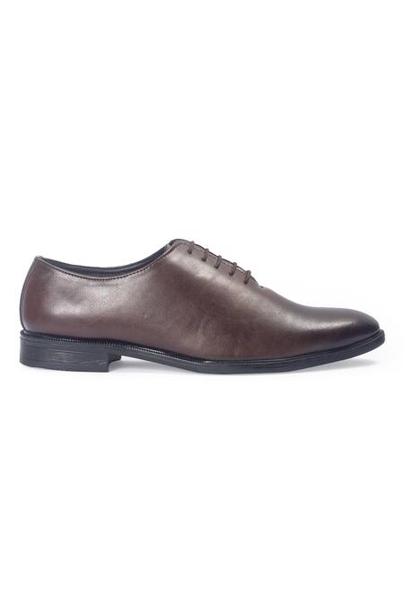Domani_Brown Classic Wholecut Derby Shoes _Online_at_Aza_Fashions