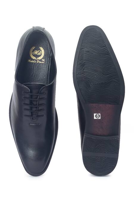 Shop_Domani_Black Classic Wholecut Derby Shoes _Online_at_Aza_Fashions
