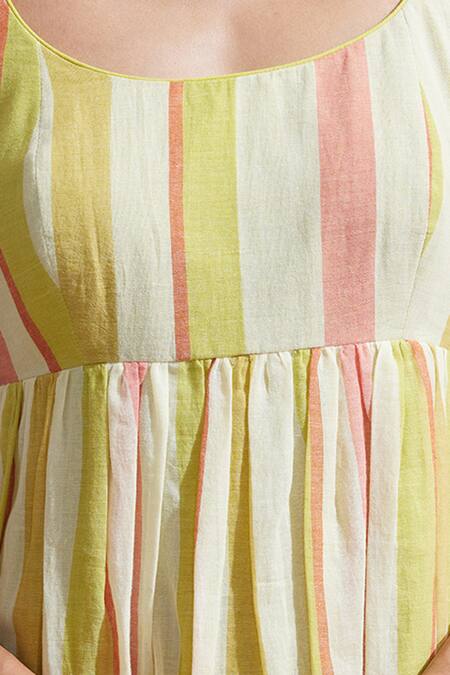 Buy_Dressfolk_Multi Color Cotton Scoop Neck Striped Dress
