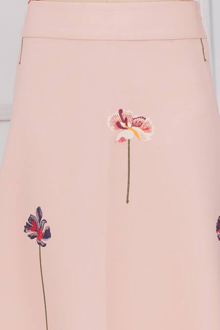 Shop_Mai Tai_Peach Cotton Embroidery Collared Skirt Set