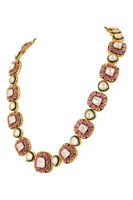 Prihan Luxury Jewelry Rust Designer Necklace And Earring Set Online at Aza Fashions Prihan Luxury Jewelry_Rust Designer Necklace And Earring Set _Online_at_Aza_Fashions