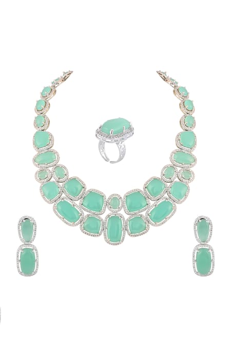 Prihan Luxury Jewelry Mint Rhodium Plated Jewelry Set 