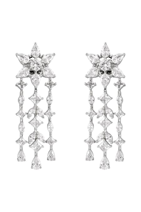 Buy Prihan Luxury Jewelry White Crystals Rhodium Plated Necklace And Earrings Set Online at Aza Fashions Buy_Prihan Luxury Jewelry_White Crystals Rhodium Plated Necklace And Earrings Set _Online_at_Aza_Fashions