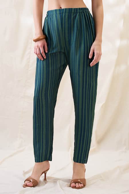 Buy_Soup By Sougat Paul_Green Chanderi Embroidery Split V-neck Flora Embellished Co-ord Set _Online_at_Aza_Fashions