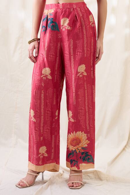 Buy_Soup By Sougat Paul_Pink Linen Embroidery Mandarin Collar Hand Co-ord Set _Online_at_Aza_Fashions
