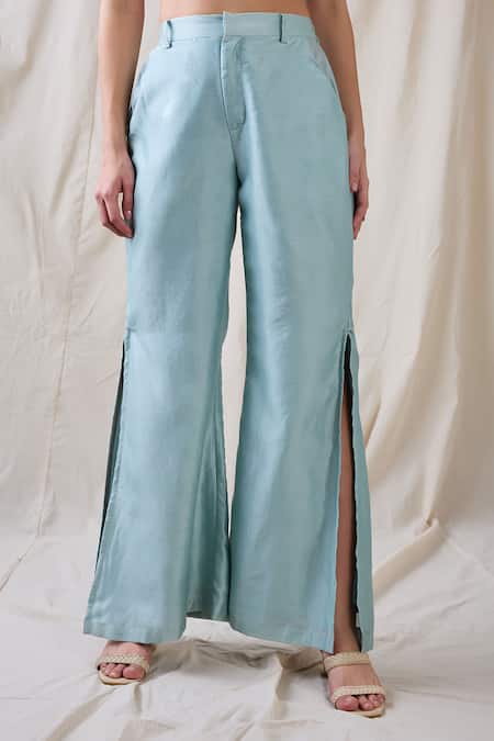 Buy_Soup By Sougat Paul_Green Cotton, Chanderi Embroidery, Sequins Round Neck, Square Jacket Co-ord Set _Online_at_Aza_Fashions