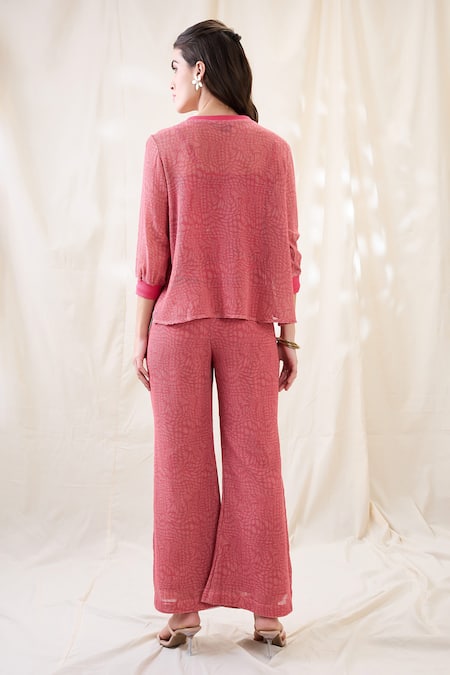 Shop Soup By Sougat Paul Pink Cotton, Net Embroidery Round Neck Ravya Appliqued Co-ord Set at Aza Fashions Shop_Soup By Sougat Paul_Pink Cotton, Net Embroidery Round Neck Ravya Appliqued Co-ord Set _at_Aza_Fashions