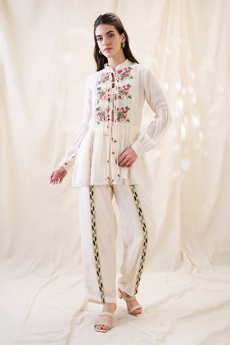 Soup by Sougat Paul Gulzaar Appliqued Peplum Top & Palazzo Set 