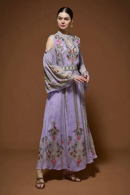 Buy Nirraamyaa Purple Bemberg, Crepe Rhinestones, Embroidery Keyhole Designer Kaftan With Belt Online at Aza Fashions Buy_Nirraamyaa_Purple Bemberg, Crepe Rhinestones, Embroidery Keyhole Designer Kaftan With Belt _Online_at_Aza_Fashions