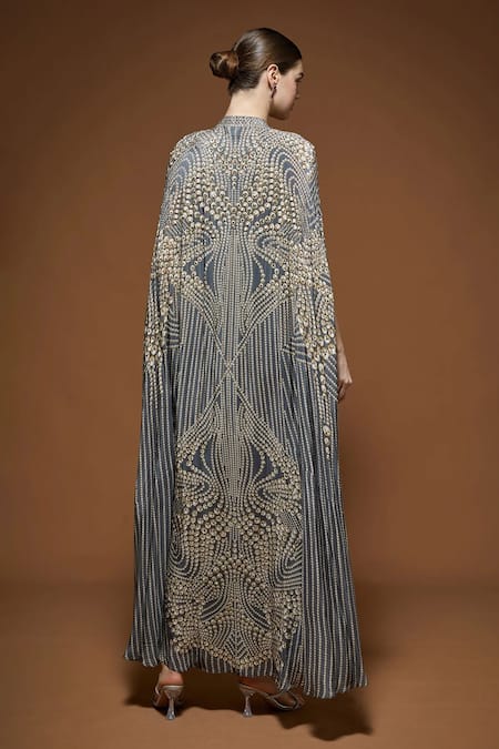 Nirraamyaa Designer Rhinestone Cape & Kurta Set 