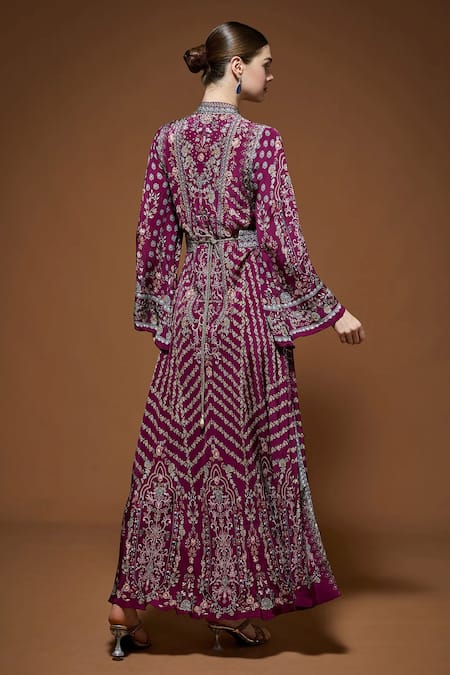 Nirraamyaa Fuschia Rhinestone Work Tunic 