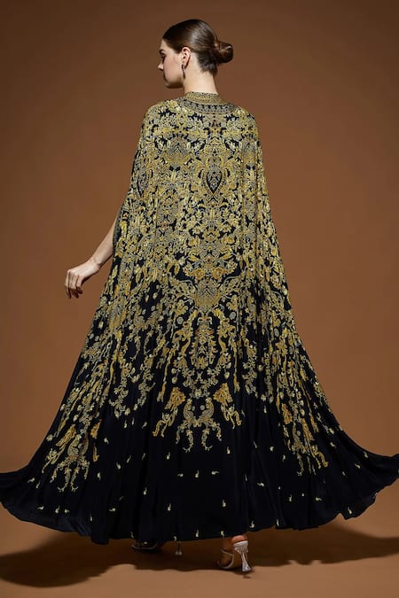 Nirraamyaa Designer Black Cape & Kurta Set 