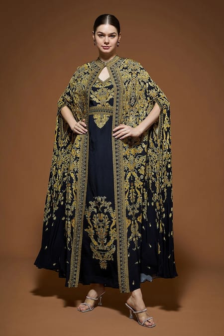 NIRRAAMYAA Designer Black Cape & Kurta Set 