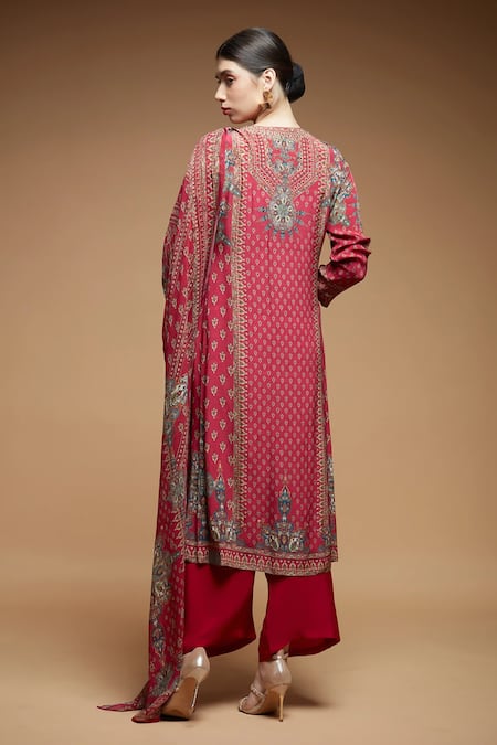 Nirraamyaa Fuchsia Designer Kurta Pant Set 