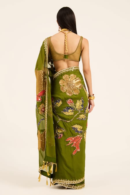 Ruhr India Padmini Hand Embroidered Saree Set 