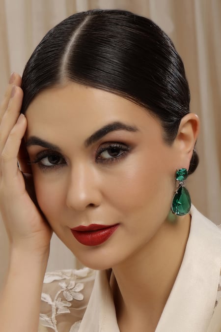 Ruby Raang Green Doublet Earrings 