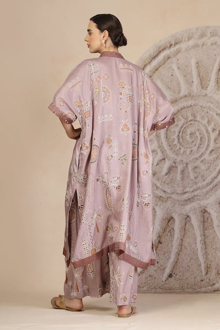Soniya G Mauve Embroidered Kaftan & Pant Set 