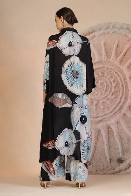 Soniya G Charcoal Black Floral Print Kurta Set 