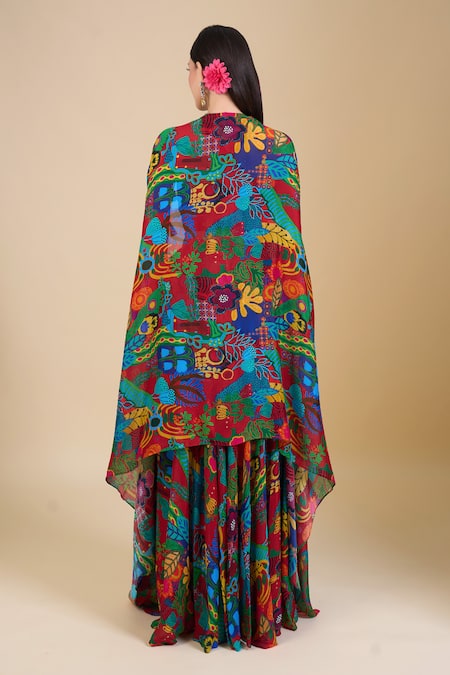 Samyukta Singhania Multi Color Embroidered Crop Top Set 