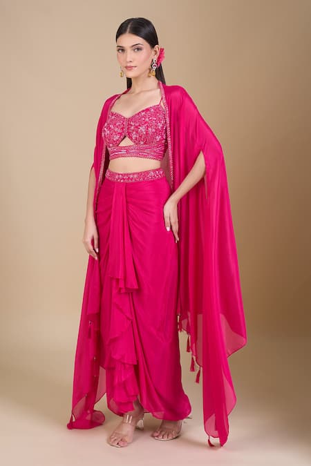 Samyukta Singhania Magenta Hand Embroidered 3-Piece Set 