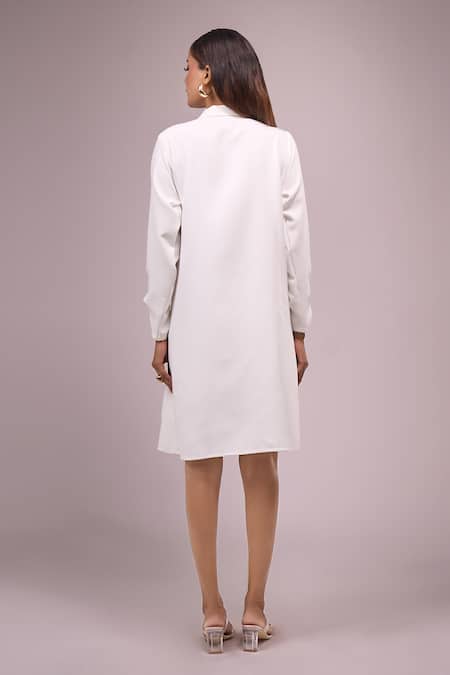 Naintara Bajaj White Crepe Cutdana Dress 