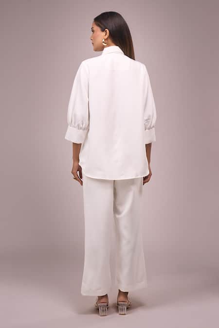 Samyukta Singhania White Hanging Hand Work Shirt & Pant Set 
