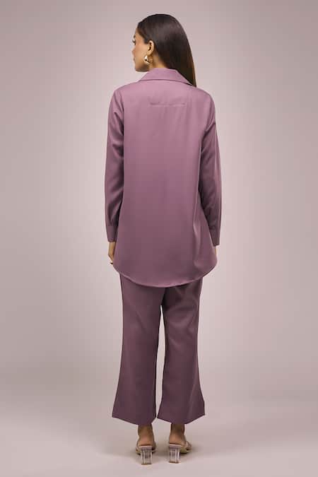 Samyukta Singhania Purple Crepe Shirt & Pant Set 