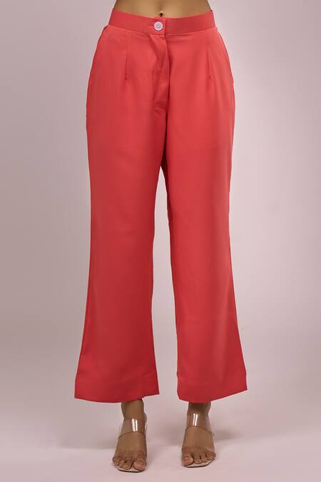 Samyukta Singhania Orange Crepe Embroidery Collared Shirt And Pant Set at Aza Fashions Samyukta Singhania_Orange Crepe Embroidery Collared Shirt And Pant Set _at_Aza_Fashions