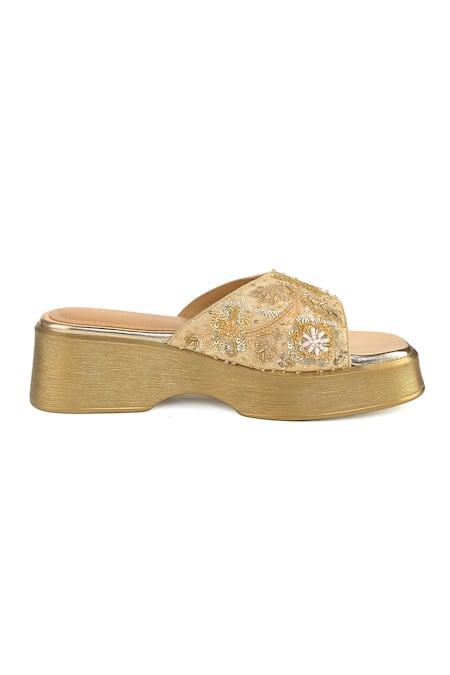 Anaar Gold Embroidery, Sequins Designer Miss Maple Sandals Online at Aza Fashions Anaar_Gold Embroidery, Sequins Designer Miss Maple Sandals _Online_at_Aza_Fashions