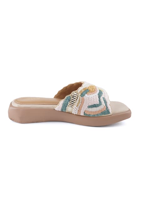 Anaar_Beige Embroidery Coral Pop Sandals _Online_at_Aza_Fashions