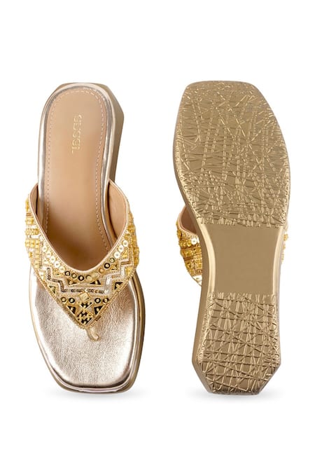 Buy_Anaar_Gold Sequins, Beads Designer Summerdaze Sandals 