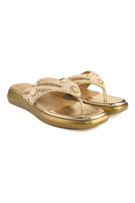 Anaar Beige Designer Embellished Sandals 