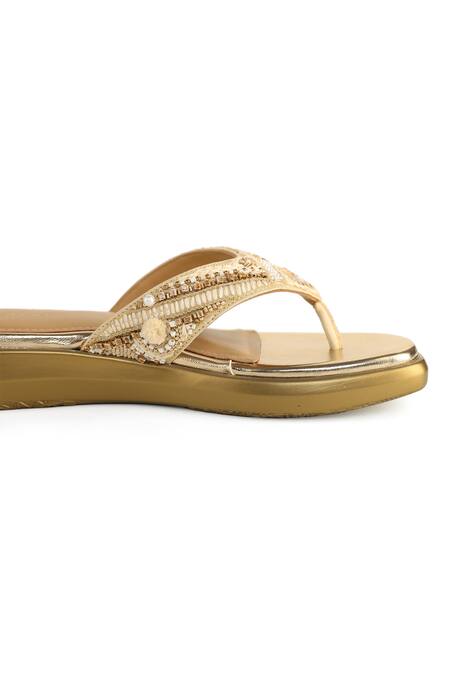 Shop Anaar Beige Beads, Sequins Designer Embellished Sandals Online at Aza Fashions Shop_Anaar_Beige Beads, Sequins Designer Embellished Sandals _Online_at_Aza_Fashions