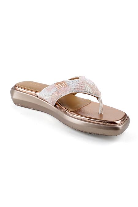 Anaar_White Beads, Sequins Spring Sonnet Sandals _Online_at_Aza_Fashions