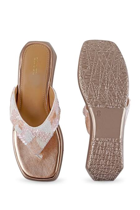 Anaar_White Beads, Sequins Spring Sonnet Sandals _at_Aza_Fashions