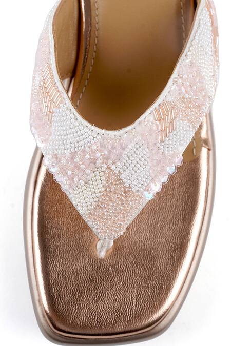 Buy_Anaar_White Beads, Sequins Spring Sonnet Sandals 