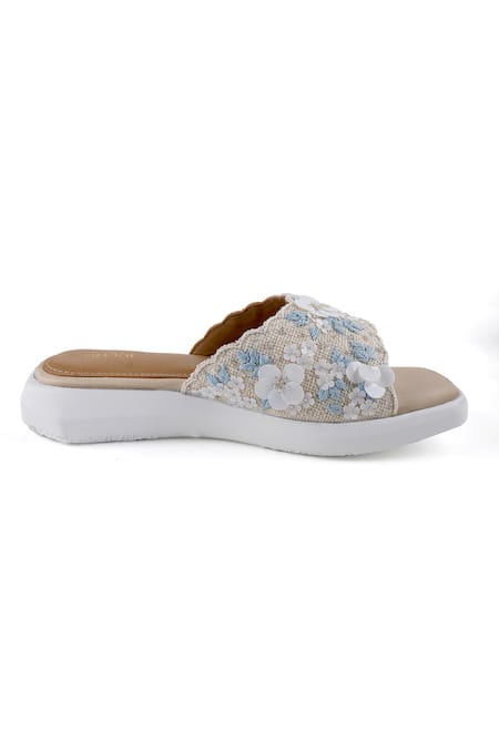 Buy_Anaar_Beige Fabric Flowers Designer Villa Magnolia Sandals _Online_at_Aza_Fashions