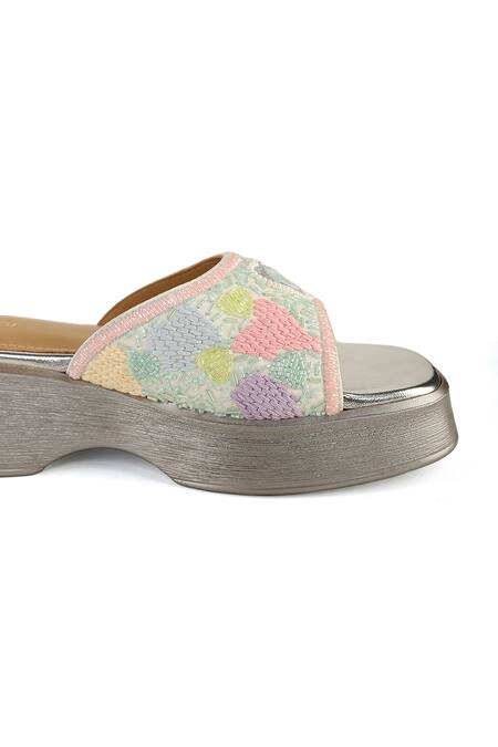 Shop Anaar Multi Color Embroidery, Beads Ti Amo Sandals Online at Aza Fashions Shop_Anaar_Multi Color Embroidery, Beads Ti Amo Sandals _Online_at_Aza_Fashions