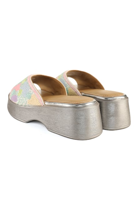 Shop Anaar Multi Color Embroidery, Beads Ti Amo Sandals at Aza Fashions Shop_Anaar_Multi Color Embroidery, Beads Ti Amo Sandals _at_Aza_Fashions