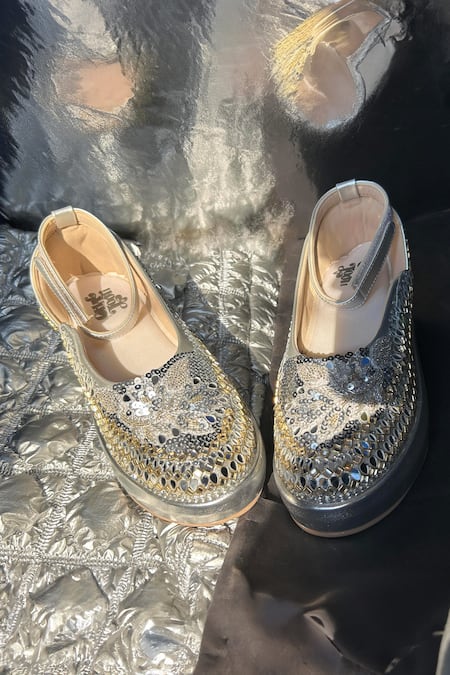 Chal Jooti Silver Aaina Mahal Designer Wedding Sneakers 