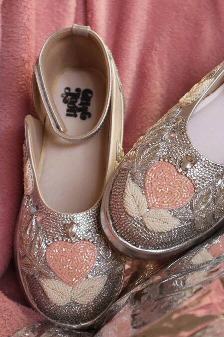Shop_Chal Jooti_Silver Blush Bonbon Wedding Sneakers_Online_at_Aza_Fashions