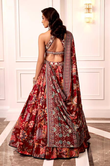 Rashika Sharma Hand Embroidered Maroon Lehenga Set 