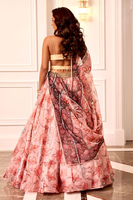 Rashika Sharma Peach Hand Embroidered Lehenga Set 