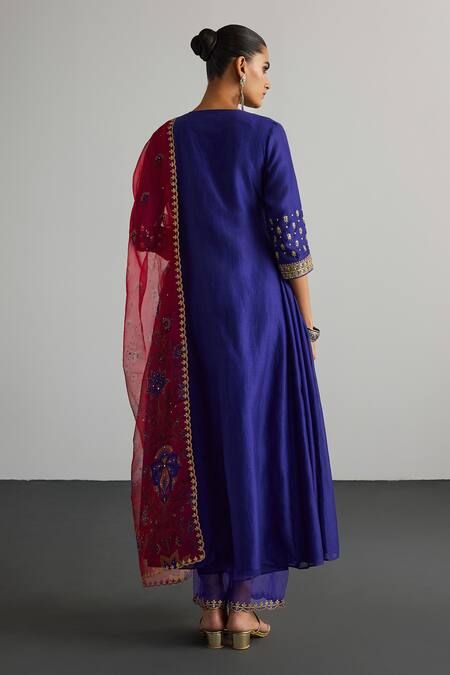 Shop RI.Ritu Kumar Purple , Chanderi, Organza Embroidery Designer Alaknanda Kurta Set at Aza Fashions Shop_RI.Ritu Kumar_Purple , Chanderi, Organza Embroidery Designer Alaknanda Kurta Set _at_Aza_Fashions